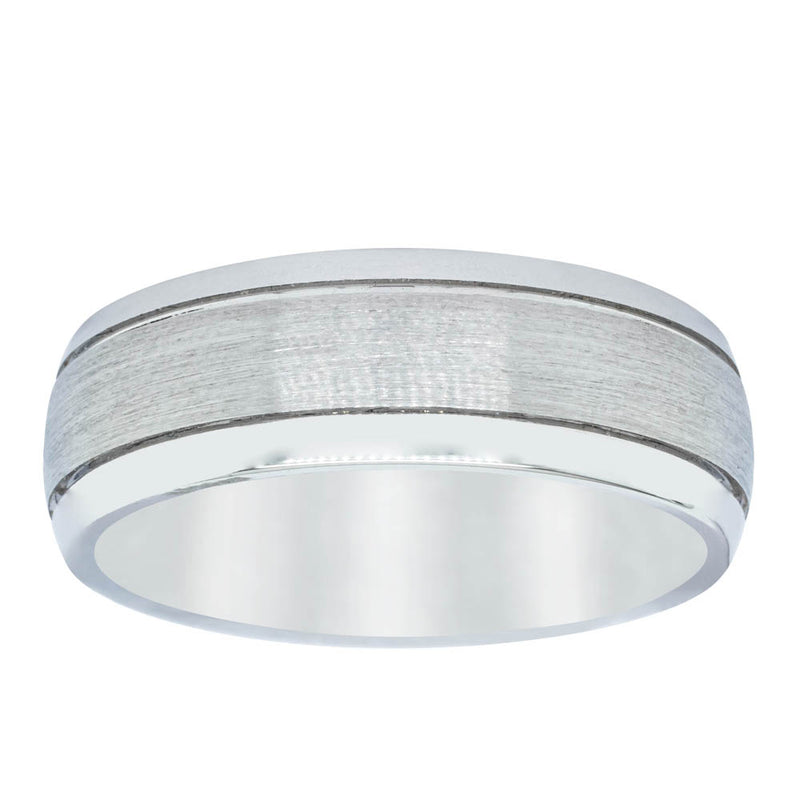 Cobalt Satin Finish Double Groove 8mm Men's Band-Ring-Walker & Hall