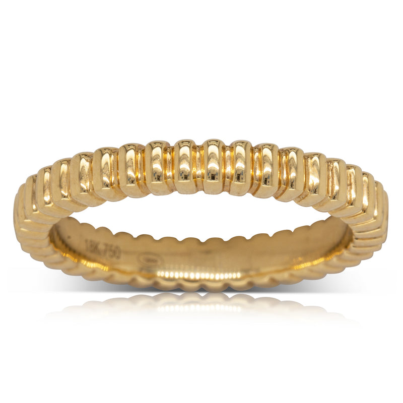 18ct Yellow Gold Striped Band-Ring-Walker & Hall