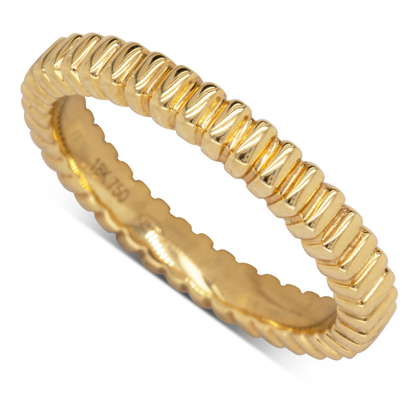 18ct Yellow Gold Striped Band-Ring-Walker & Hall