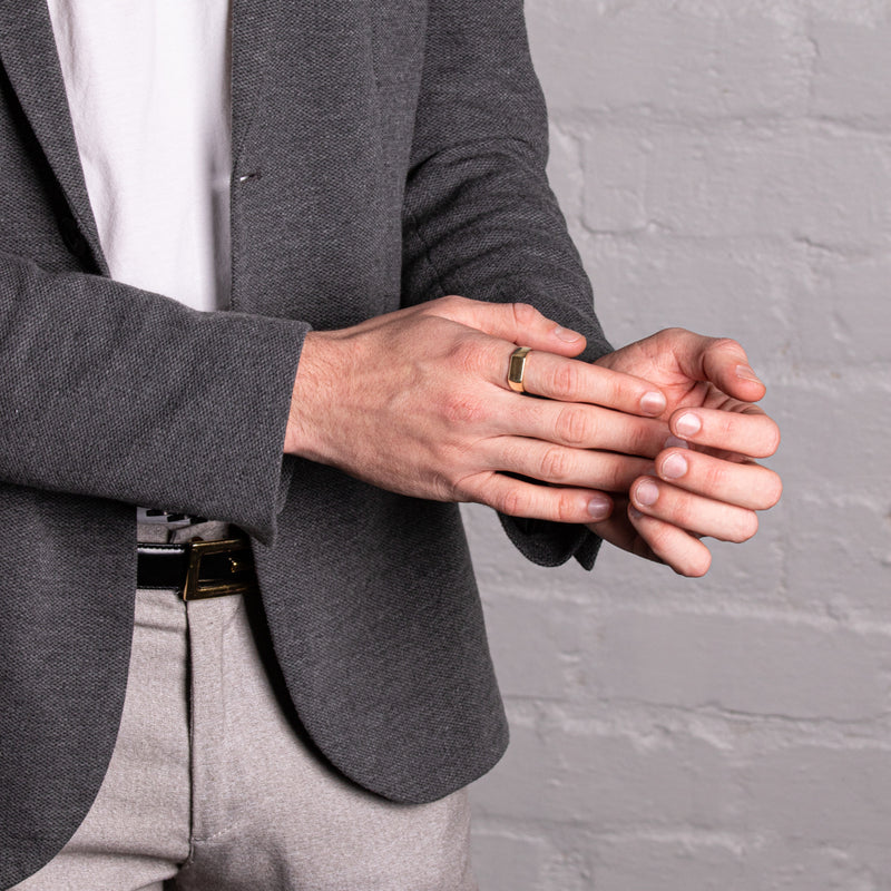 9ct Yellow Gold Rectangular Signet Ring-Ring-Walker & Hall