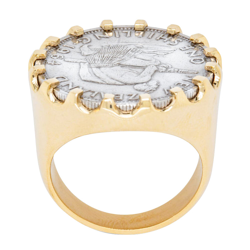 9ct Yellow Gold Ring with NZ Shilling-Ring-Walker & Hall