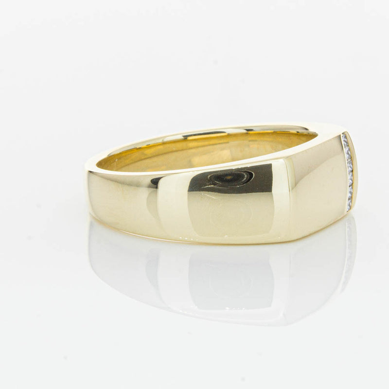 9ct Yellow Gold .06ct Diamond Mens Signet Ring-Ring-Walker & Hall