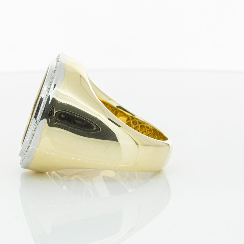 14ct Yellow Gold Half Sovereign & Diamond Halo Ring-Ring-Walker & Hall