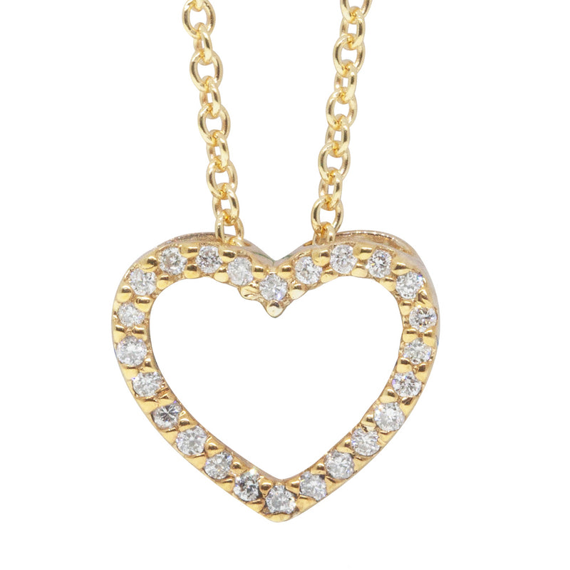 9ct Yellow Gold Diamond Heart Pendant-Necklace-Walker & Hall