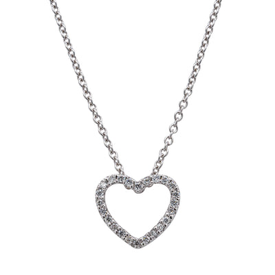 9ct White Gold Diamond Heart Pendant-Necklace-Walker & Hall