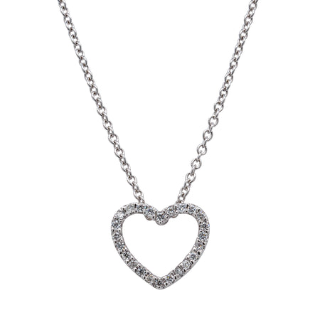 9ct White Gold Diamond Heart Pendant-Necklace-Walker & Hall
