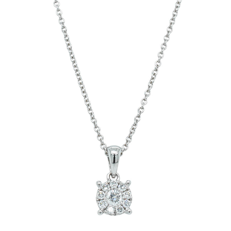 9ct White Gold .26ct Diamond Galaxy Pendant-Necklace-Walker & Hall