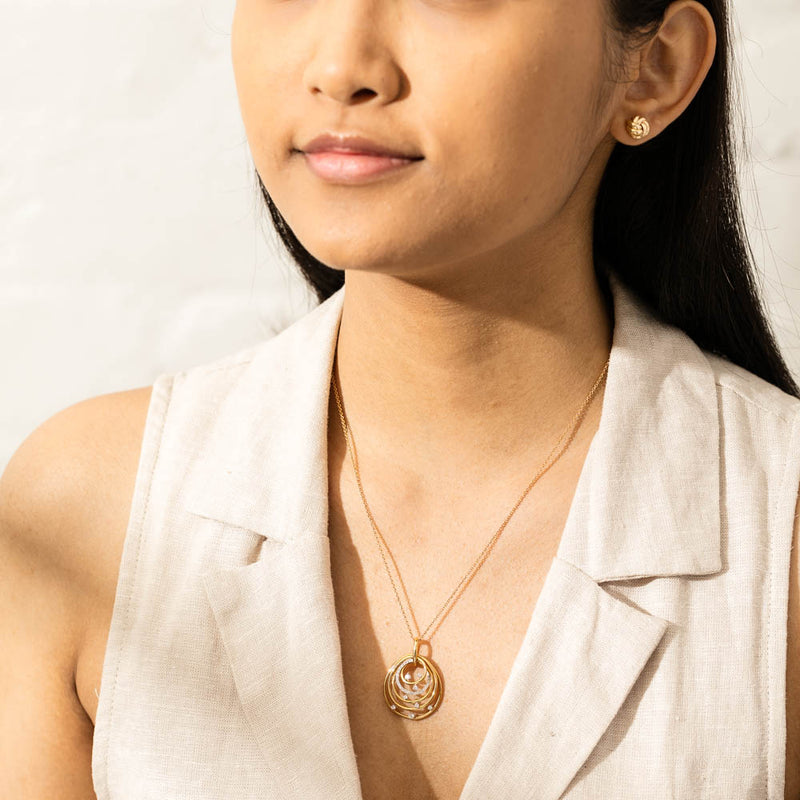 18ct White & Yellow Gold Diamond Pendant-Necklace-Walker & Hall