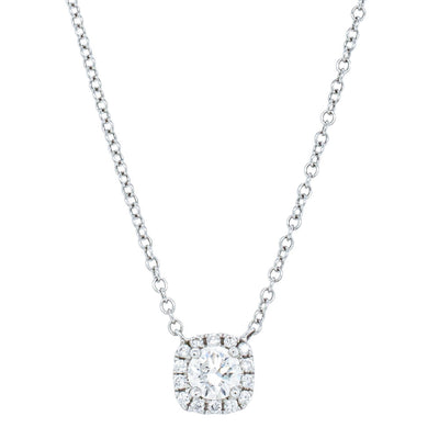 18ct White Gold .38ct Diamond Pendant with Chain-Necklace-Walker & Hall