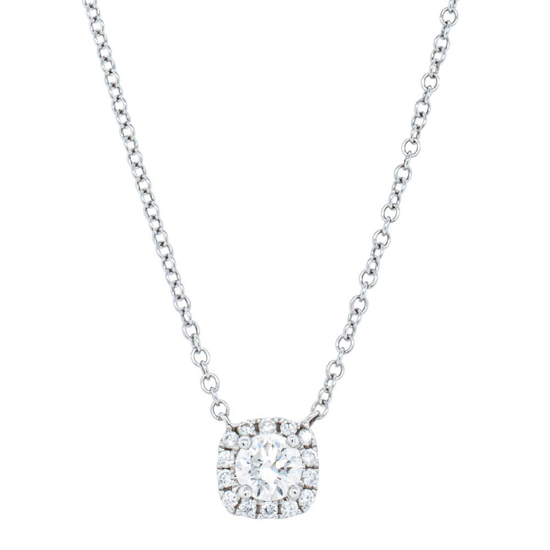18ct White Gold .38ct Diamond Pendant with Chain-Necklace-Walker & Hall