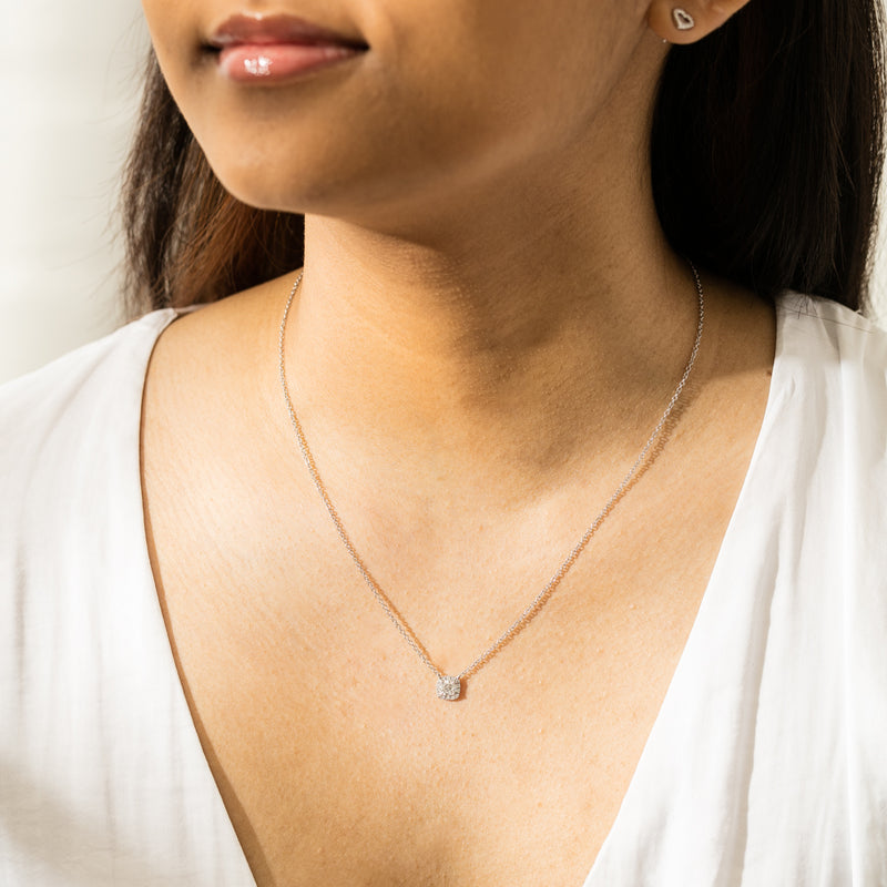 18ct White Gold .38ct Diamond Pendant with Chain-Necklace-Walker & Hall