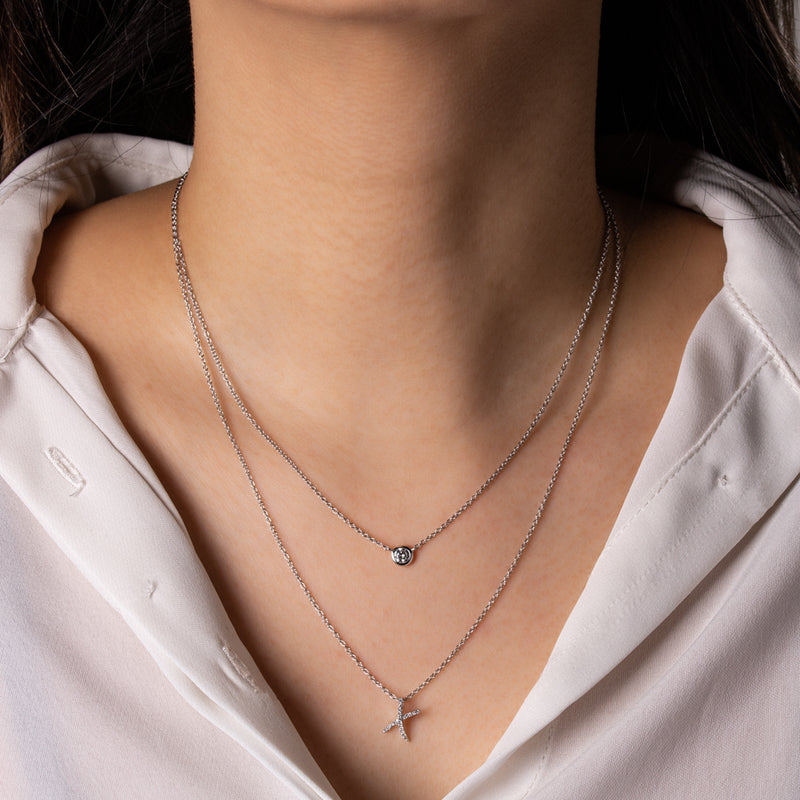 18ct White Gold .21ct Diamond Natalia Pendant-Necklace-Walker & Hall