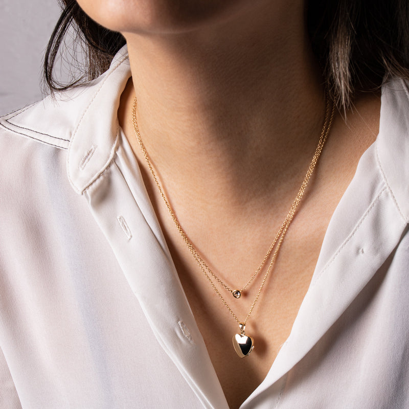 9ct Yellow Gold Heart Locket-Necklace-Walker & Hall