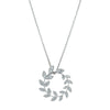 18ct White Gold .30ct Diamond Laurel Pendant-Necklace-Walker & Hall