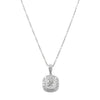 18ct White Gold Diamond Halo Pendant-Necklace-Walker & Hall