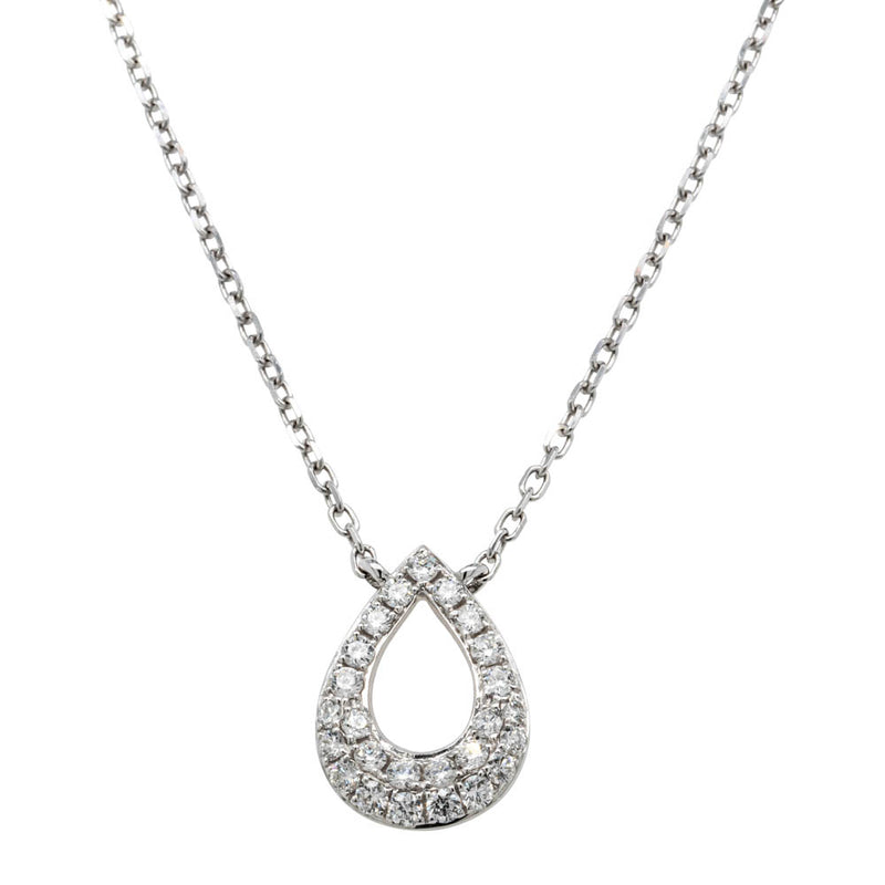 18ct White Gold .38ct Diamond Pendant-Necklace-Walker & Hall