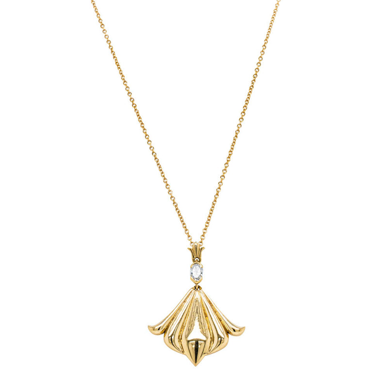 18ct Yellow Gold .16ct Diamond Pendant-Necklace-Walker & Hall