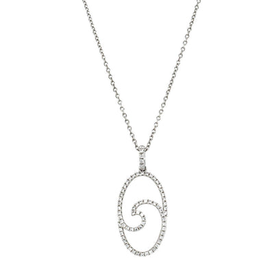 18ct White Gold .26ct Diamond Wave Pendant-Necklace-Walker & Hall