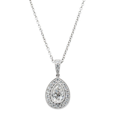 18ct White Gold Diamond Pendant-Necklace-Walker & Hall
