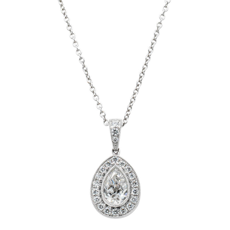 18ct White Gold Diamond Pendant-Necklace-Walker & Hall