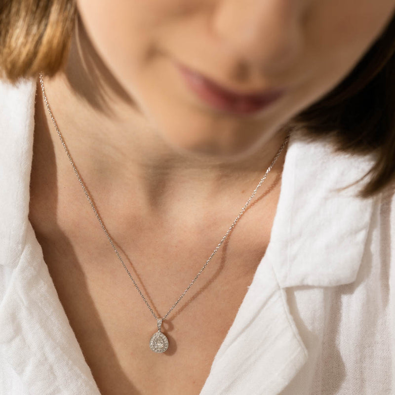 18ct White Gold Diamond Pendant-Necklace-Walker & Hall