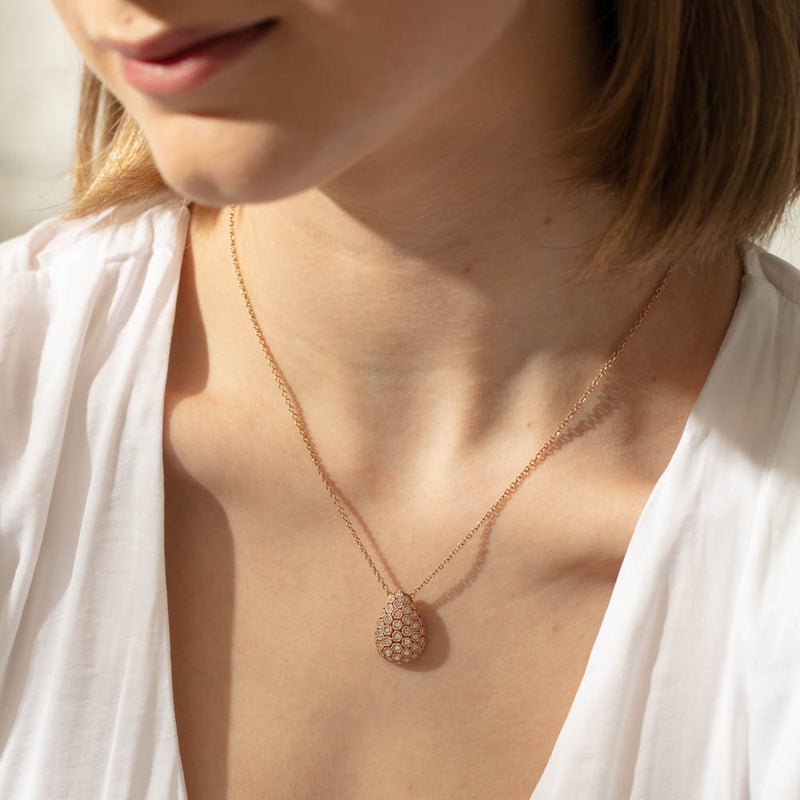 18ct Rose Gold Diamond Necklace-Necklace-Walker & Hall