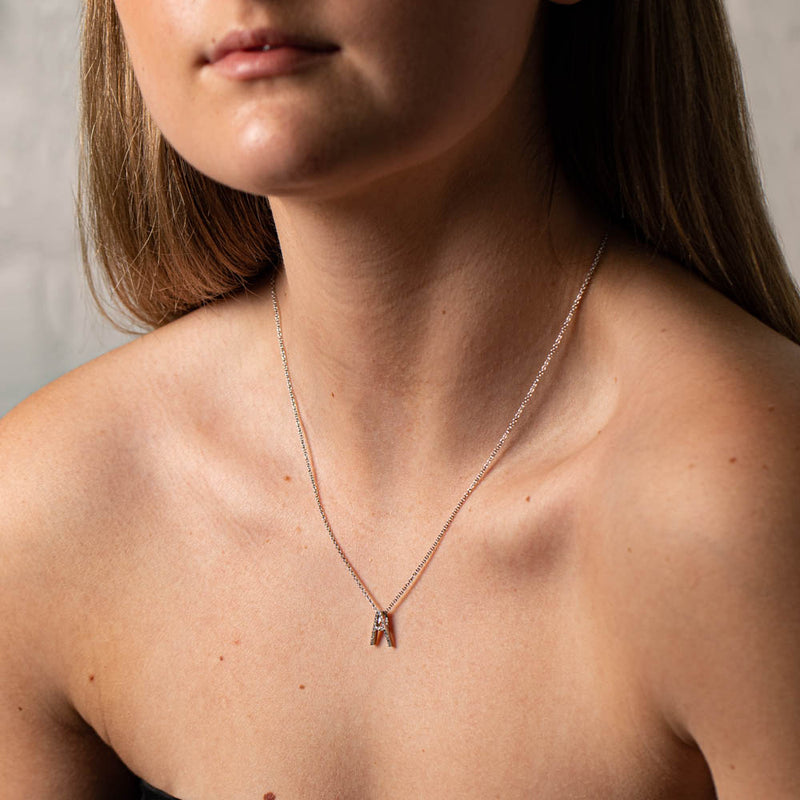 9ct White Gold Diamond Letter Pendant-Necklace-Walker & Hall