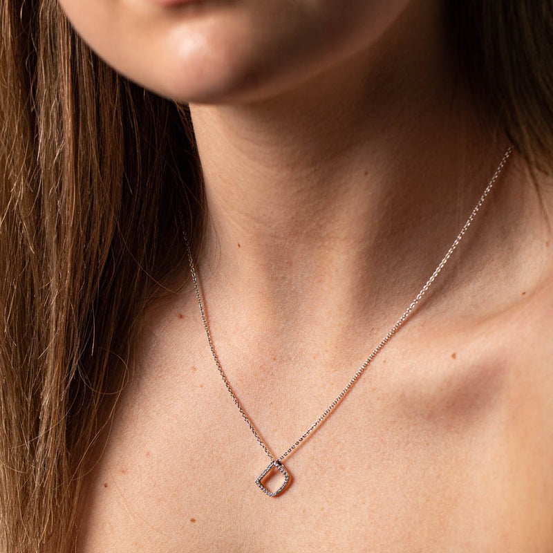 9ct White Gold Diamond Letter Pendant-Necklace-Walker & Hall