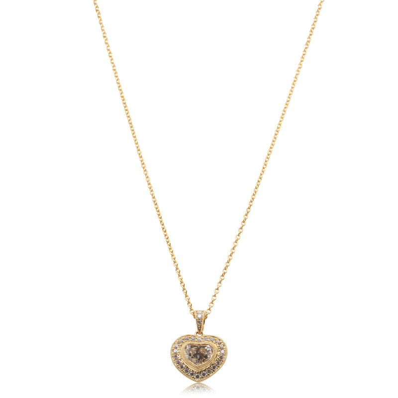 18ct Yellow Gold Diamond Heart Necklace-Necklace-Walker & Hall