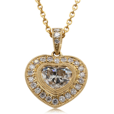 18ct Yellow Gold Diamond Heart Necklace-Necklace-Walker & Hall