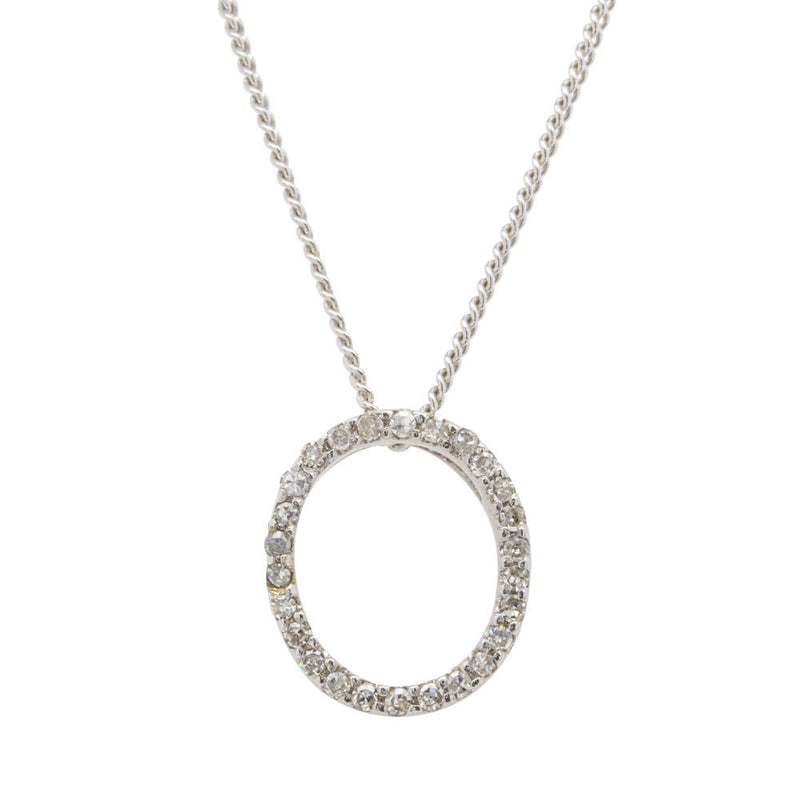 9ct White Gold Diamond Letter Pendant-Necklace-Walker & Hall