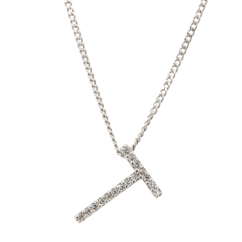 9ct White Gold Diamond Letter Pendant-Necklace-Walker & Hall