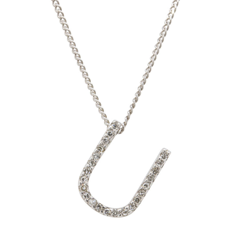 9ct White Gold Diamond Letter Pendant-Necklace-Walker & Hall
