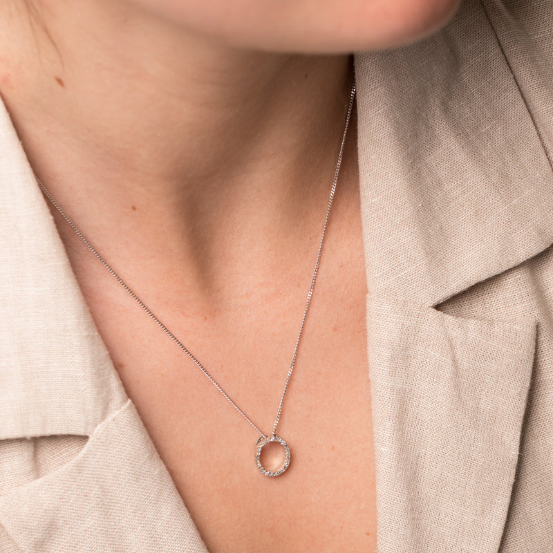 9ct White Gold Diamond Letter Pendant-Necklace-Walker & Hall