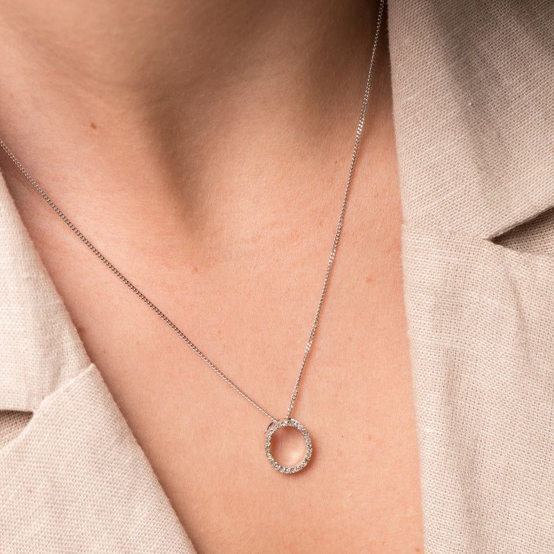 9ct White Gold Diamond Letter Pendant-Necklace-Walker & Hall