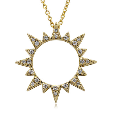 14ct Yellow Gold Diamond Sol Necklace-Necklace-Walker & Hall