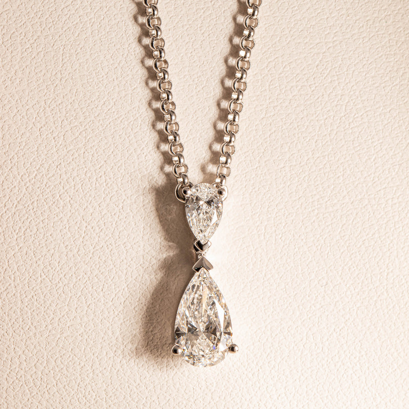 18ct White Gold 1.25ct Diamond Pendant-Necklace-Walker & Hall