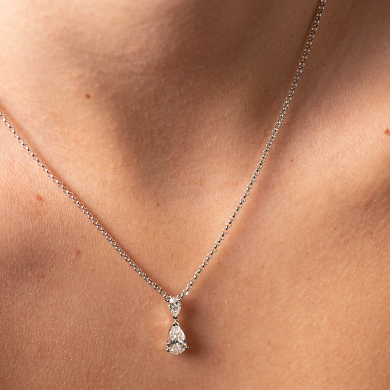 18ct White Gold 1.25ct Diamond Pendant-Necklace-Walker & Hall