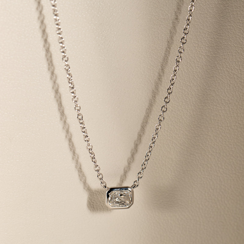 18ct White Gold .31ct Radiant Cut Diamond Natalia Pendant-Necklace-Walker & Hall