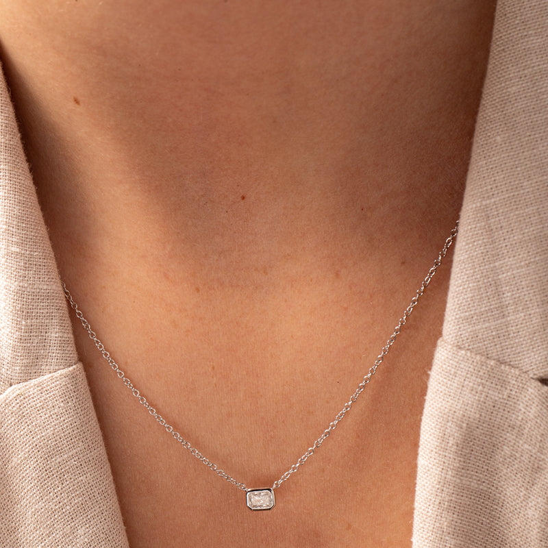 18ct White Gold .31ct Radiant Cut Diamond Natalia Pendant-Necklace-Walker & Hall