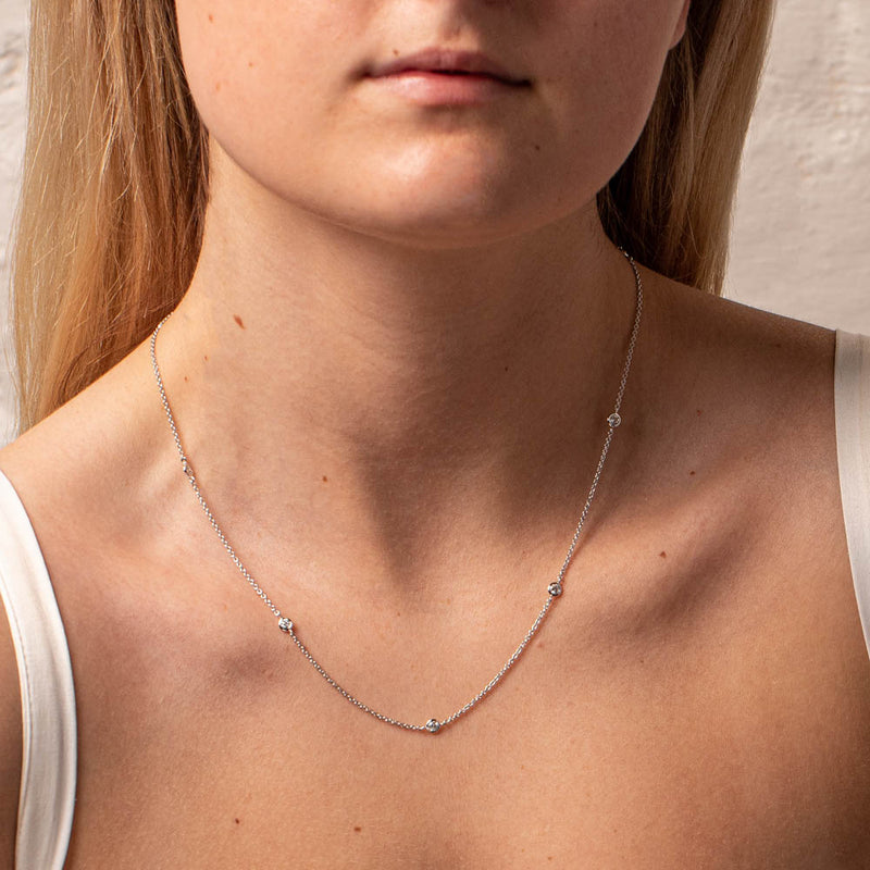 18ct White Gold .50ct Diamond Natalia Chain Necklace-Necklace-Walker & Hall