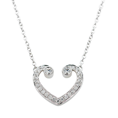 18ct White Gold Diamond Koru Heart Pendant-Necklace-Walker & Hall