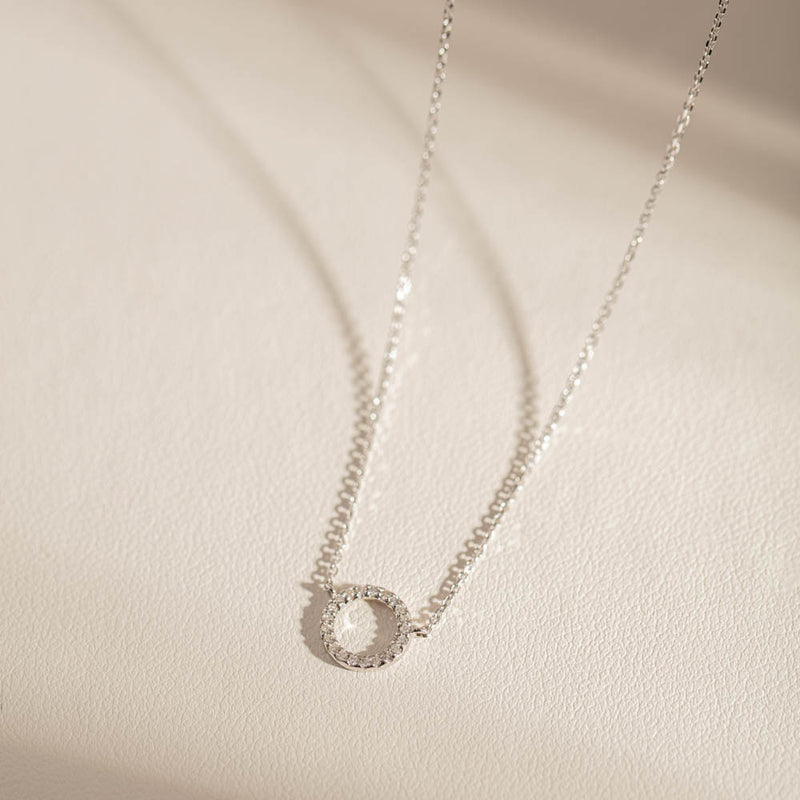 9ct White Gold Diamond Forevermore Petite Pendant-Necklace-Walker & Hall