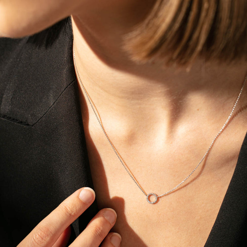 9ct White Gold Diamond Forevermore Petite Pendant-Necklace-Walker & Hall