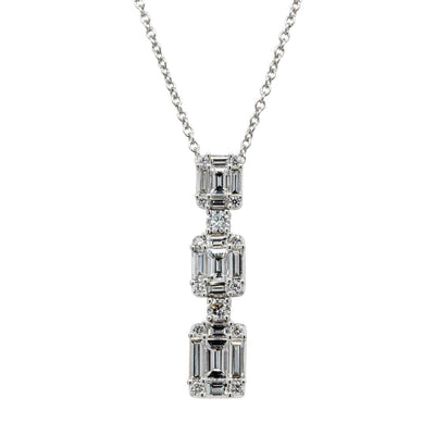 18ct White Gold Diamond Pendant-Necklace-Walker & Hall