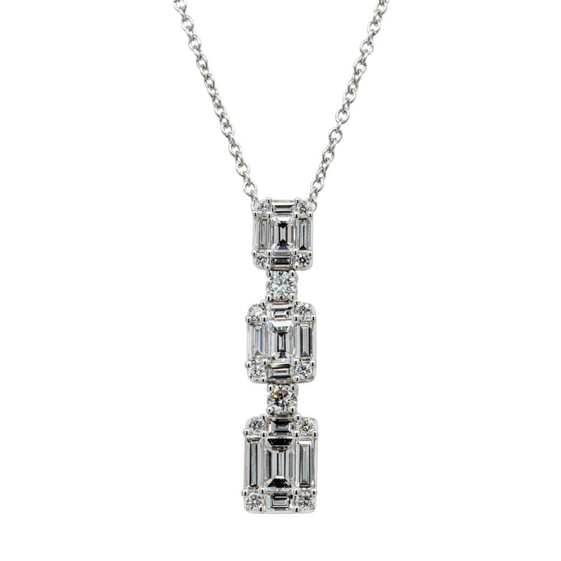 18ct White Gold Diamond Pendant-Necklace-Walker & Hall