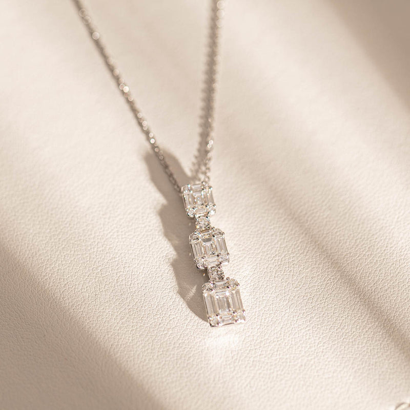 18ct White Gold Diamond Pendant-Necklace-Walker & Hall