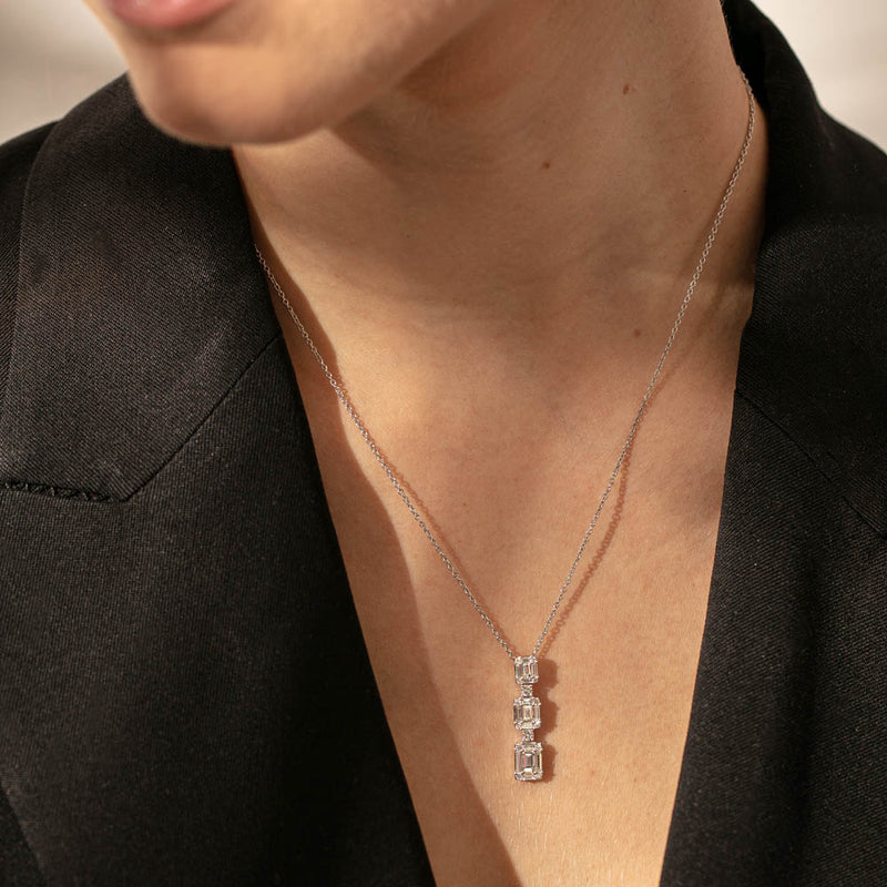 18ct White Gold Diamond Pendant-Necklace-Walker & Hall