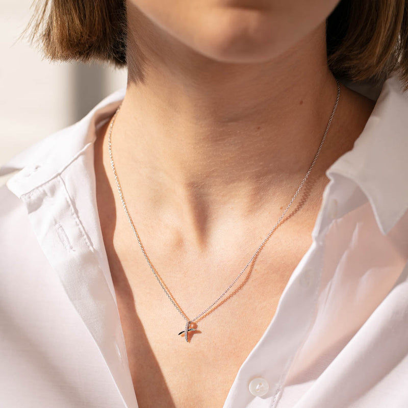 9ct White Gold Diamond Kiss Pendant-Necklace-Walker & Hall