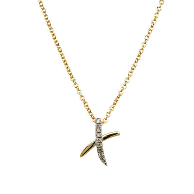 9ct Yellow Gold Diamond Kiss Pendant-Necklace-Walker & Hall